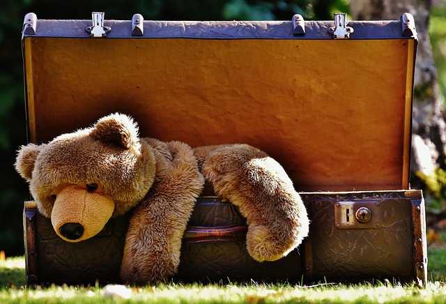 Most Expensive Toys in the World A teddy bear climbing out of an antique piece of luggage